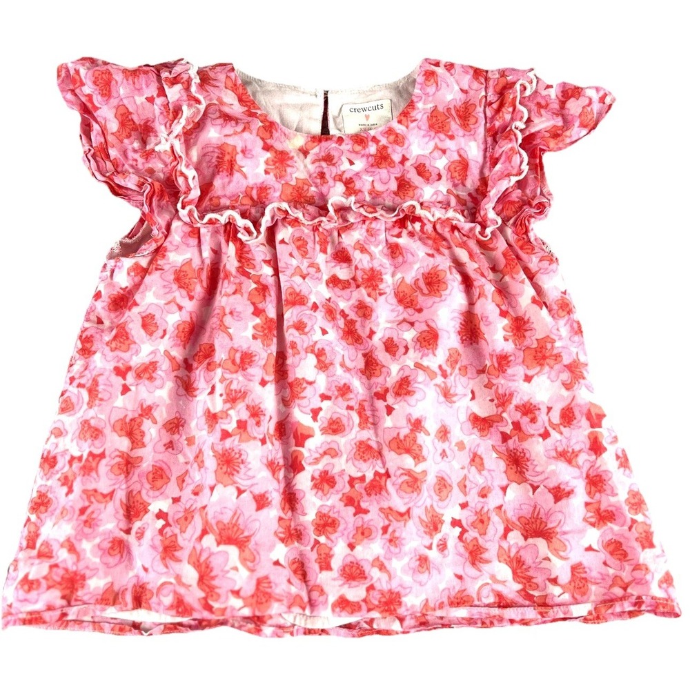J. Crew Crewcuts Pink‎ Floral Cotton Voile Blouse Size XS (4-5)